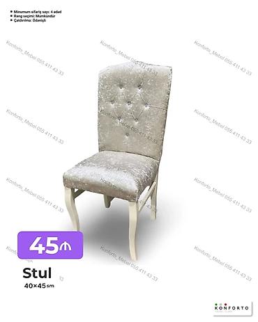 Stul – 40×45 sm - Yumşaq, parıltılı parça ilə döşənmiş oturacaq və