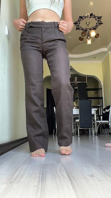 Женские брюки: Брюки Классические, Осень-весна, Италия, Лен, Новый, XS — 4