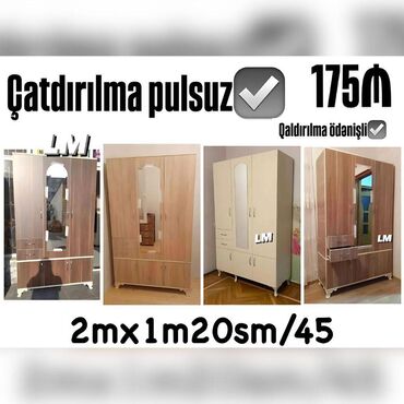 3 qapili dolablar: Üç qapılı dolablar 18'Lik laminatla (içi dsp) Qiymət : 175₼ Yüksək