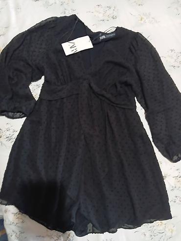 Haljine: ZARA crni kombinezon kao haljina m - Materijal: lagana, poluprozirna — 5