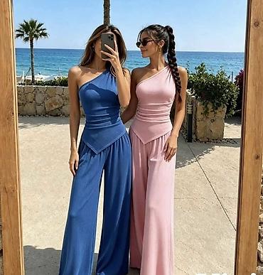 marka only: Komplet majica u pero na jedno rame nacigovana i siroke pantalone sa — 2