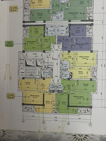 hata kg: 2 комнаты, 72 м², 10 этаж, ПСО (под самоотделку) — 1