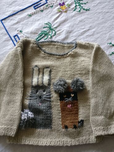 Uşaq köynəkləri: Вязанный пуловер для малыша 9мес до года
