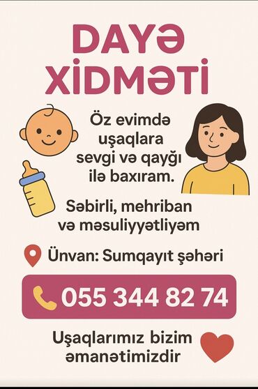 Peyk antenalarının quraşdırılması: Dayə xidməti Öz evimdə uşaqlara sevgi və qayğı ilə baxıram. Səbirli