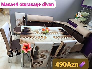 stul metbex: Mətbəx/diner üçün masa dəstləri Variant 1: - Masa + 4 oturacaq - Şüşə — 3