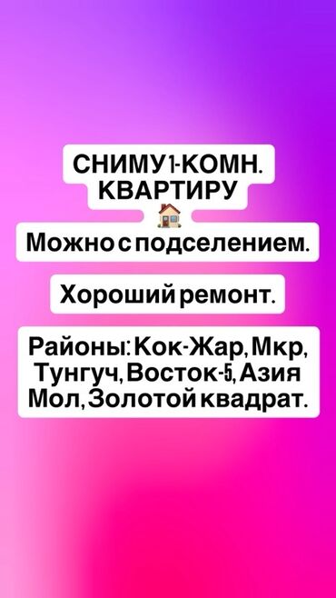 Сниму квартиру: Сниму 1-комнатную квартиру. Возможен вариант с подселением