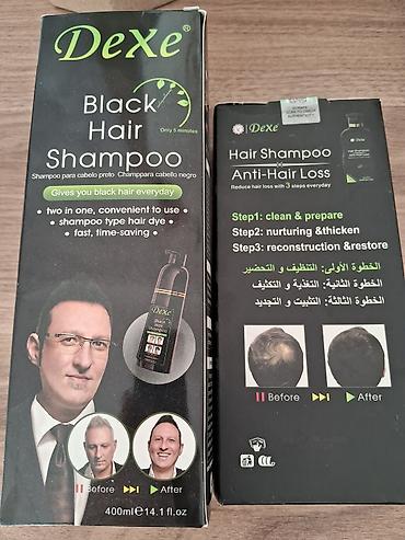 uz lekeleri ucun maska: Dexe Black Hair Shampoo + Dexe Anti-Hair Loss Hair Shampoo dəsti - — 1
