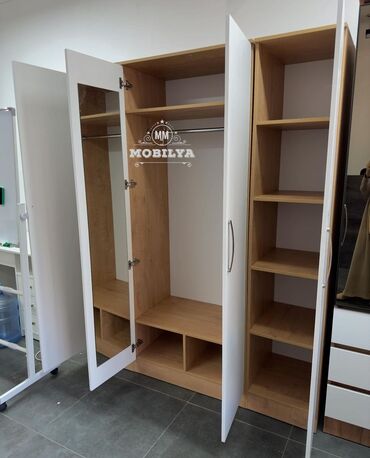 Sifarişlə dolablar: Düz dolab, Qonaq otağı üçün, Dəhliz üçün, Yataq otağı üçün, Qarderob, Açılan, Korpuslu, 4 qapılı — 9