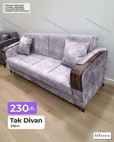 Divanlar: Tək Divan – 210 sm - Mexanizm: açılan, bazalı (yataq funksiyası və — 1