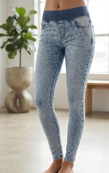 split ender cena: Ženske jeggings helanke – svetlo ispran denim izgled - Model — 1