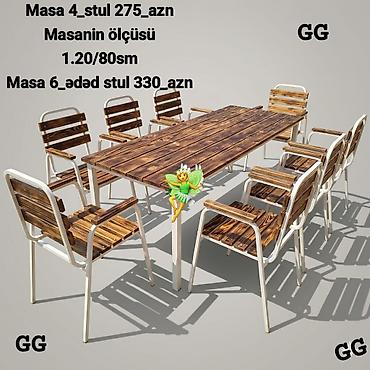 bar oturacaqlar: Yeni, Dördbucaq masa, 6 stul, Açılmayan, Stullar ilə, Metal — 1