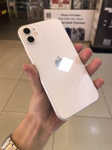 купить айфон из сша бу: IPhone 11, Колдонулган, 128 ГБ, White Titanium, Коргоочу айнек, 85 %