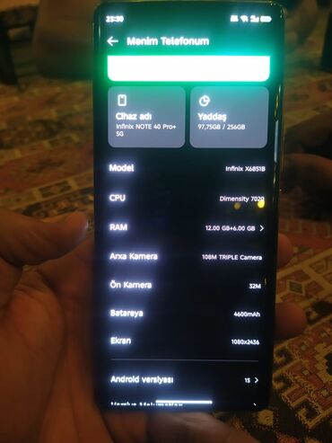 infinix zero 40 5g qiymeti: Infinix Note 40 Pro, 256 GB