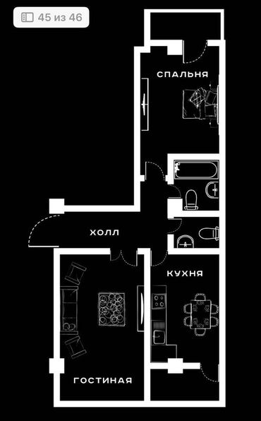 televizor djeu diagonal 72: 2 комнаты, 72 м², Элитка, 13 этаж, ПСО (под самоотделку)