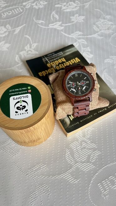 Qol saatları: Təbii ağacdan hazırlanmış kişi qol saatları - Korpus və qayış — 9