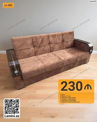 Məhsul: Divan (Kod: 2676) - Ölçü: 210 sm - Mexanizm: Açılan, bazalı -