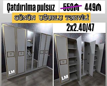 skaf satisi: Yeni, 6 qapı, Güzgülü, Ağ, Açılan, Düz dolab — 1