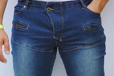 Farmerke: Muške biker farmerke – tamno plavi teksas - Stil: biker/karirano — 14