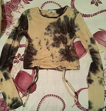 cins: Qadın uzunqol bluz/krop top - Dizayn: tie-dye effektli, qum-bej əsas — 1