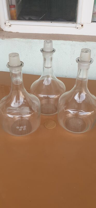 Qaşıqlar: Şüşə laboratoriya bèalonları – 3 ədəd dəst - Material: şəffaf qalın