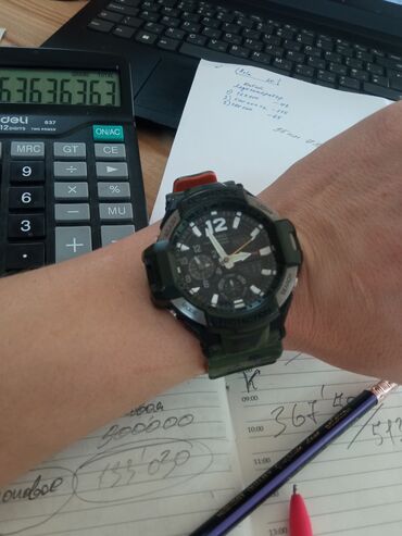 мужская золотая цепочка: Спортивные часы часы, Casio (G-Shock), Компас, Таймер и секундомер, Термометр, Водонепроницаемые, Оригинал, Мужские, Б/у