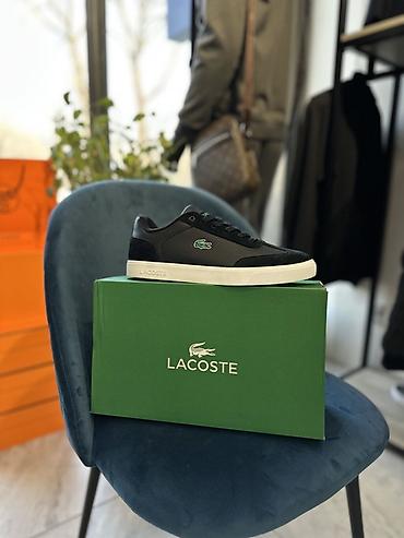 Мужская обувь: Кеды Lacoste мужские, низкие, цвет черный с белой подошвой. - Верх — 1