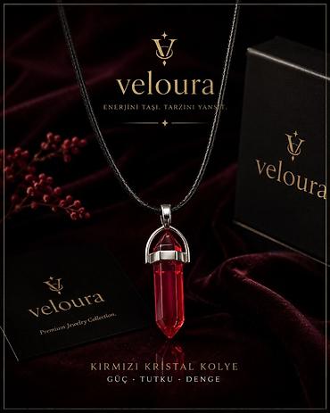 Bijuteriya: Veloura – Qırmızı Kristal Kolye – Premium Jewelry Collection – Şüar — 1