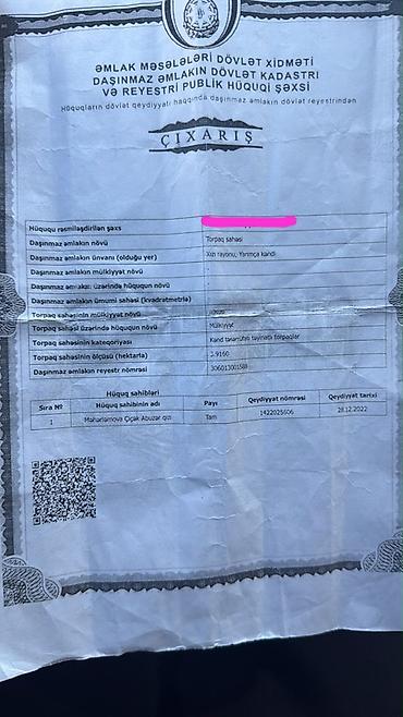 392 sot, Kənd təsərrüfatı, Kupça (Çıxarış) lalafo.az -da 392 sot, Kənd təsərrüfatı, Kupça (Çıxarış)