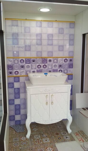 Миски: Banyonuz üçün dekorativ divar plitələri və üst lavabo dəsti. - Divar