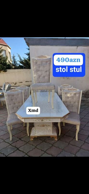 metbex ucun stol stullar: Mətbəx üçün, Qonaq otağı üçün, Yeni, Açılmayan, Dördbucaq masa, 6 stul