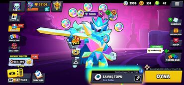 oyun notbuklari: Brawl Stars oyunu hesabı satılır. Hesabda 39107 kubok, 2346 sıralama