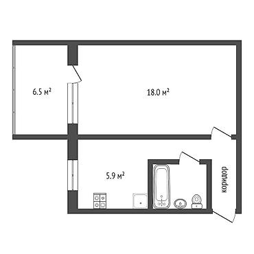 отель бишкек: 1 комната, 36 м², 104 серия, 4 этаж, Евроремонт — 8