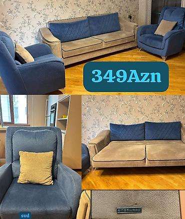 2 el mebel: Embawood divan+2 kreslo divan açılır. 350 Azn.ehmedli Sevda — 1