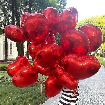 Воздушные шары и принадлежности: Фольгированные шары-сердца - Форма: сердце - Материал: фольга — 1