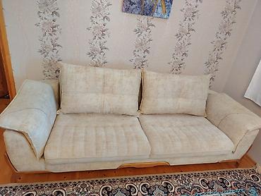 everest mebel: Bej rəngdə 3 nəfərlik divan - Yumşaq, rahat oturacaq və arxa hissə — 1
