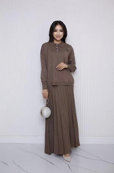 туники женские: Костюм с юбкой, Модель юбки: Плиссе, Макси, Кофта, M, L, XL — 3