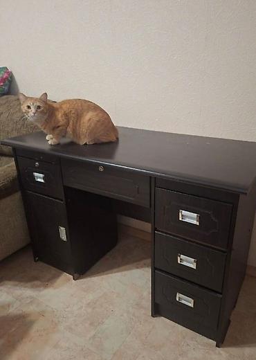 Письменный/рабочий стол из тёмного ЛДСП. Картинка/Токтогула -
