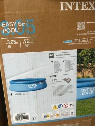 дренажный насос для бассейна: Надувной бассейн Intex Easy Set круглой формы синего цвета. Диаметр