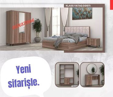 Yataq otağı dəstləri: İkinəfərlik çarpayı, 2 tumba, Dolab, Termo, Azərbaycan, Yeni — 8
