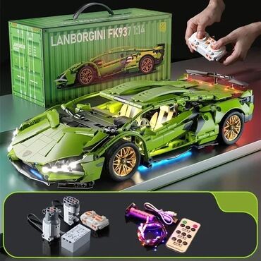 машинки для детей с пультом управления: Конструктор Lamborghini в масштабе 1:14 1200 деталей 🔥 В комплекте