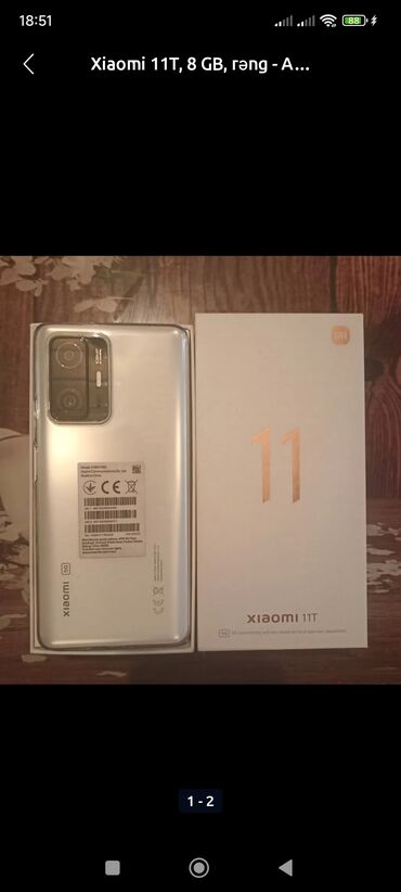 xiomi note 7: Xiaomi 11T, 256 GB, rəng - Ağ, 
 Barmaq izi