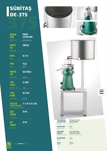 Separatorlar: Krema Separatörü – Sübitaş DE-140 / Asya Zenit DE-140 Südlə işləyən — 12