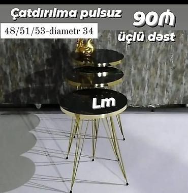 Üçlü masa dəsti - Model: 3 ədəd yuvarlaq köməkçi/çəp masa - Rəng və