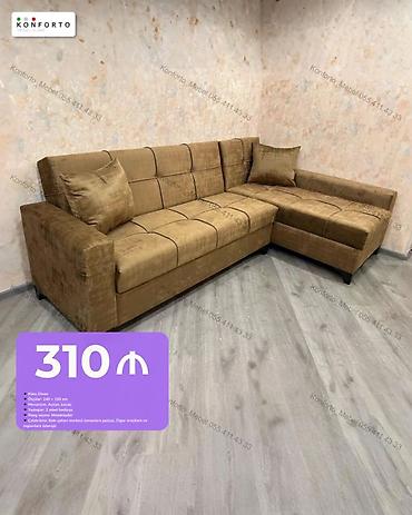 Künc Divan - Ölçülər: 260 x 150 sm - Mexanizm: açılır, bazalı -
