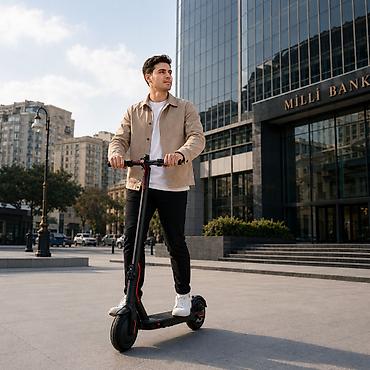 Электротранспорт: №: 5215 Məhsulun adı: Elektrik samokat, 100 kq, 20-30 km, Qara/Qırmızı — 2