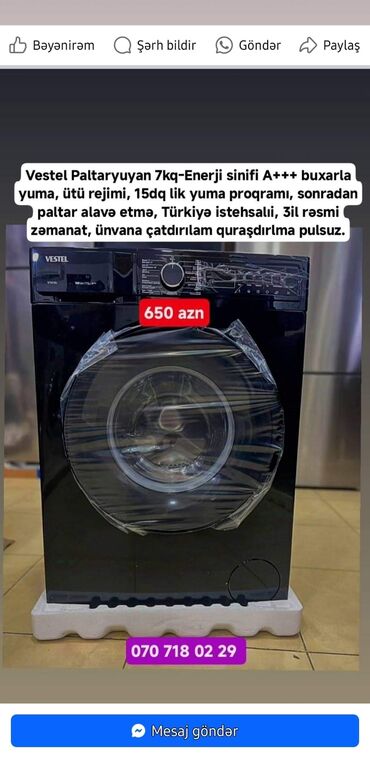 Paltaryuyan maşınlar: Paltaryuyan maşın 7 kq, Yeni, Pulsuz çatdırılma — 5