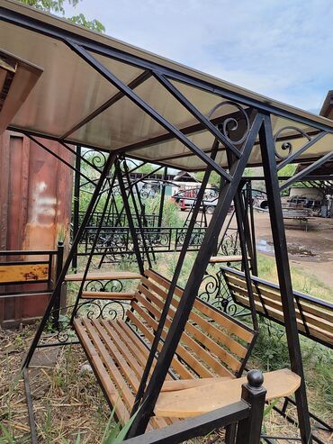 Садовые качели: Садовые качели Металл, Со спинкой, С крышей — 17