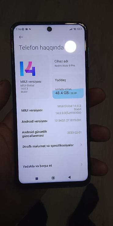 Мобильные телефоны: Redmi Note 9 Pro, 128 ГБ, цвет - Голубой, Отпечаток пальца, Две SIM карты, Face ID — 4