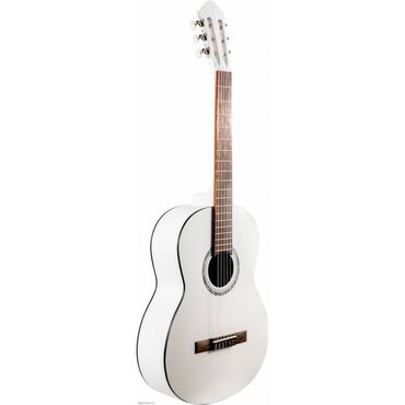 гитары купить: Описание Полноразмерная 4/4 классическая гитара белого цвета с