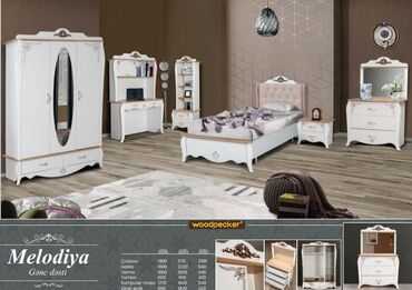 usaq mebel: Для девочки, Односпальная кровать, Письменный стол, Шкаф, Тумба, Турция, Новый